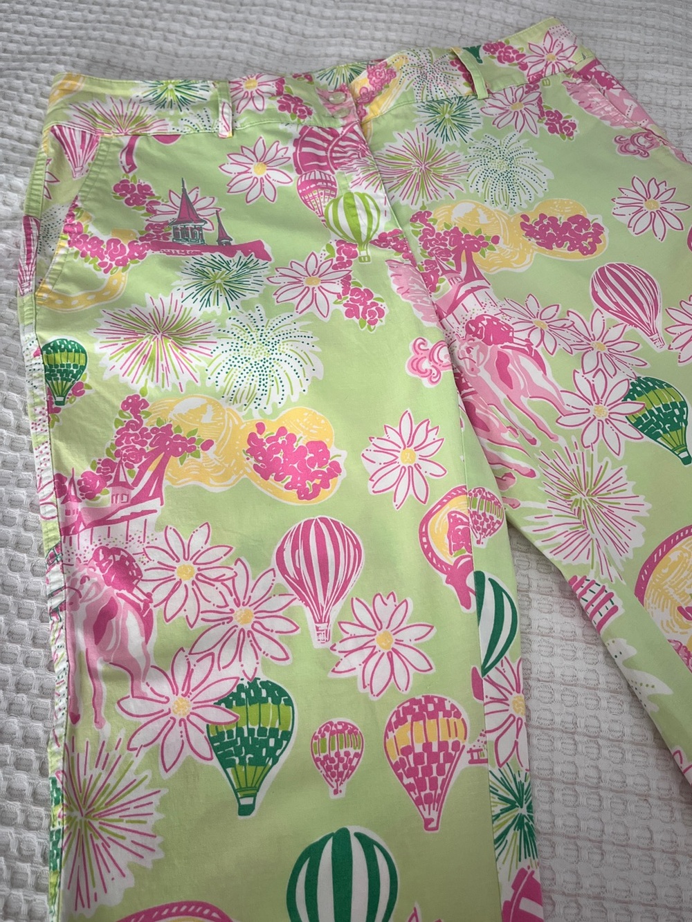 Vintage LILLY PULITZER Capri Pant DERBY DAYS *rare* WHITE LABEL Size 6